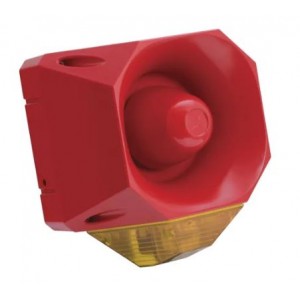 Cooper Fulleon 7022112FUL-0298 Asserta Maxi Sounder Beacon - 230V - Red Base - 110dB - Amber Lens